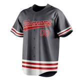 Custom Steel Gray & Red Double Stripe Fan Baseball Jersey BB01240530CK286