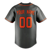 Custom Steel Gray & Orange Neon Green Pinstripe Fan Baseball Jersey BB01240530CK287