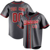 Custom Steel Gray & Red Color Fan Baseball Jersey