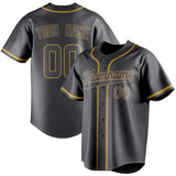 Custom Steel Gray & Old Gold Color Fan Baseball Jersey