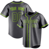 Custom Steel Gray & Neon Green Color Fan Baseball Jersey