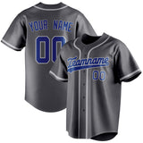 Custom Steel Gray & Royal Color Fan Baseball Jersey