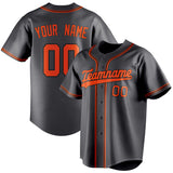 Custom Steel Gray & Orange Color Fan Baseball Jersey