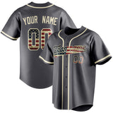 Custom Steel Gray & Cream Vintage USA Flag Fan Baseball Jersey BB01240530CK296