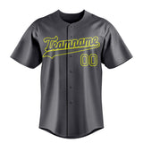 Custom Steel Gray & Neon Yellow Color Fan Baseball Jersey BB01240530CK297