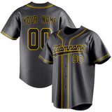 Custom Steel Gray & Black Color Fan Baseball Jersey