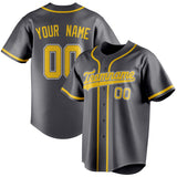 Custom Steel Gray & Gold Color Fan Baseball Jersey