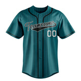 Custom Teal & Black Black Pinstripe Fan Baseball Jersey BB01240530CK320