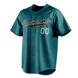 Custom Teal & Black Black Pinstripe Fan Baseball Jersey BB01240530CK320