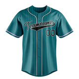 Custom Teal & Black Black Pinstripe Fan Baseball Jersey BB01240530CK321