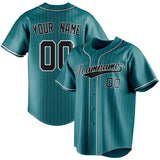 Custom Teal & Black Black Pinstripe Fan Baseball Jersey