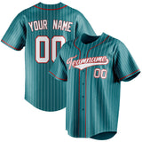 Custom Teal & White White Pinstripe Fan Baseball Jersey