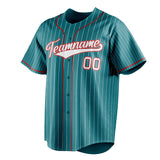 Custom Teal & White White Pinstripe Fan Baseball Jersey BB01240530CK322