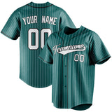 Custom Teal & White White Pinstripe Fan Baseball Jersey