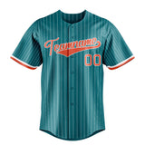 Custom Teal & Orange White Pinstripe Fan Baseball Jersey BB01240530CK326