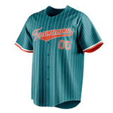 Custom Teal & Orange White Pinstripe Fan Baseball Jersey BB01240530CK326