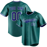 Custom Teal & Royal Color Fan Baseball Jersey