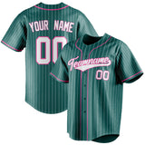 Custom Teal & White White Pinstripe Fan Baseball Jersey BB01240530CK329