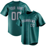 Custom Teal & Gray Color Fan Baseball Jersey