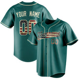 Custom Teal & Cream Vintage USA Flag Fan Baseball Jersey