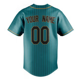 Custom Teal & Black Black Pinstripe Fan Baseball Jersey BB01240530CK332