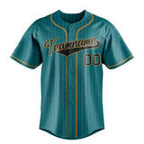 Custom Teal & Black Black Pinstripe Fan Baseball Jersey BB01240530CK332