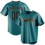 Custom Teal & Black Black Pinstripe Fan Baseball Jersey