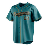 Custom Teal & Black Black Pinstripe Fan Baseball Jersey BB01240530CK332