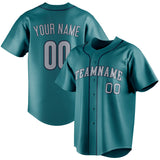 Custom Teal & Gray Color Fan Baseball Jersey