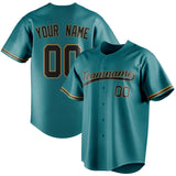 Custom Teal & Navy Color Fan Baseball Jersey