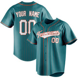 Custom Teal & White Orange Pinstripe Fan Baseball Jersey