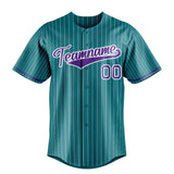 Custom Teal & Purple White Pinstripe Fan Baseball Jersey BB01240530CK337