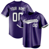 Custom Purple & White Black Pinstripe Fan Baseball Jersey