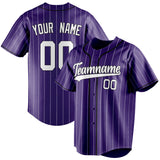 Custom Purple & White White Pinstripe Fan Baseball Jersey