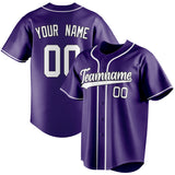 Custom Purple & White Color Fan Baseball Jersey