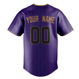 Custom Purple & Black Black Pinstripe Fan Baseball Jersey BB01240530JZ245