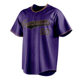 Custom Purple & Black Black Pinstripe Fan Baseball Jersey BB01240530JZ245