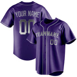 Custom Purple & Gray Color Fan Baseball Jersey