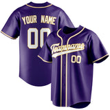 Custom Purple & White Color Fan Baseball Jersey