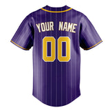 Custom Purple & Gold White Pinstripe Fan Baseball Jersey BB01240530JZ253