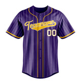 Custom Purple & Gold White Pinstripe Fan Baseball Jersey BB01240530JZ253