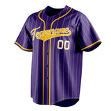 Custom Purple & Gold White Pinstripe Fan Baseball Jersey BB01240530JZ253