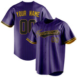 Custom Purple & Black Black Pinstripe Fan Baseball Jersey BB01240530JZ255