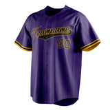 Custom Purple & Black Black Pinstripe Fan Baseball Jersey BB01240530JZ255