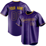 Custom Purple & Gold Color Fan Baseball Jersey