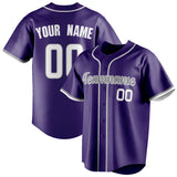 Custom Purple & Gray Color Fan Baseball Jersey