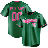 Custom Kelly Green & Pink Color Fan Baseball Jersey