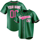 Custom Kelly Green & Pink Color Fan Baseball Jersey