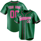 Custom Kelly Green & Pink Color Fan Baseball Jersey