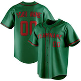 Custom Kelly Green & Red Color Fan Baseball Jersey